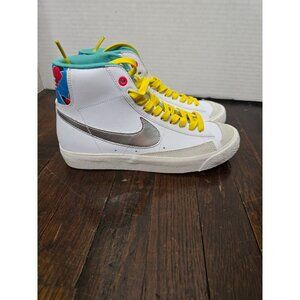 Nike Blazer Mid '77 GS White Vivid Sulfer 5.5 Y Floral Heel